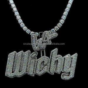 Gran oferta, colgante de mossanita de plata 925 personalizable, chapado en oro, pasa el probador de diamantes, estilo HipHop, nombre, letra, fianza, fiestas - Product Image 1