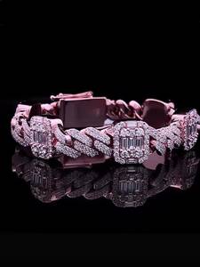 Luxury New Design Diamond Shape <b>Iced</b> <b>Out</b> Bling Miami Cuban Link <b>Chain</b> Bracelet for Men Available at Best Price - Product Image 2