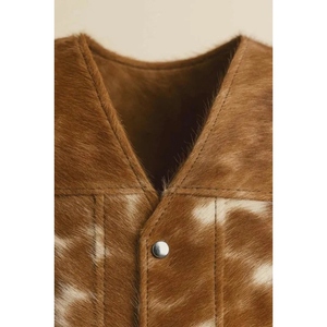 Custom Cowhide Hair On Leather <b>Vest</b> Mens Western <b>Cowboy</b> Leather <b>Vest</b> Genuine Leather Waistcoat OEM ODM - Product Image 3
