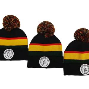 Gorro de invierno acrílico de diseñador personalizado de alta calidad, gorro de punto con calavera Jacquard, logotipo bordado, pompón holgado, fiesta informal - Product Image 6