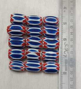 Cuentas de Vidrio Chevron Azules, Rojas y Blancas de Calidad Superior, Cuentas Largas Ovaladas con Patrón de Rayas para Joyería, Manualidades y Suministros de Bricolaje - Product Image 6
