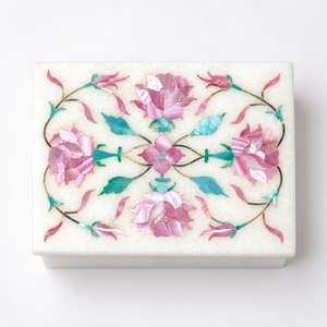Rectangle Mother Pearl Engraved Modern Jewelry <b>Box</b> with Floral Inlay Design <b>for</b> Jewellery <b>Storage</b> - Product Image 3