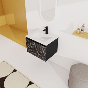 Mobile bagno sospeso da 24 pollici con lavabo in ceramica e anta con chiusura ammortizzata, kit di montaggio (KD) - Product Image 5