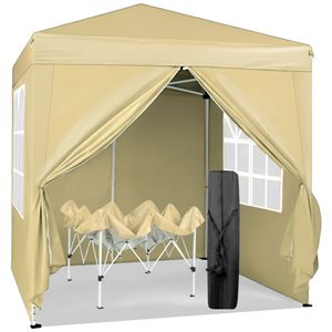 Tenda da campeggio impermeabile a 2 porte e 2 finestre ad angolo retto, colore kaki, 6,5x6,5 piedi - Product Image 5