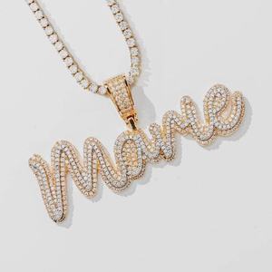 Colgante Personalizado de Plata 925 con Letra y Nombre de Moissanita, Corte Brillante, Bañado en Rodio, Estilo Hip Hop, Joyería Religiosa Hindú - Product Image 2