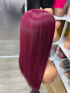 Precio al por Mayor, Cabello Humano Vietnamita 100% Virgen, Peluca de Encaje, Liso, Color Magenta, Extensiones de Cabello Super Double Drawn - Product Image 4