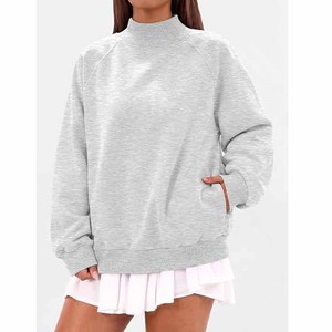 Sweat-shirts vierges personnalisables avec logo de marque, en molleton épais, à épaules tombantes, col montant, coupe courte, vente en gros - Product Image 1
