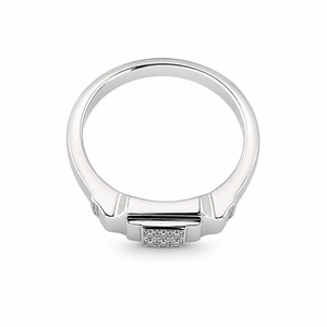 Bague pour homme en argent sterling 925, style signet géométrique classique, avec grappe de diamants carrés, finition polie, pour mariage, fête et usage quotidien, bijou raffiné - Product Image 5