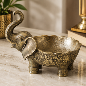 Luxury <b>Elephant</b> Metal Bowl Sculpture Handmade Decorative Animal Bowl for Tabletop Decor - Product Image 1