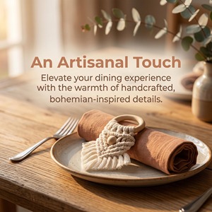 <b>White</b> Macrame Napkin Ring With Wooden Beads For <b>Dining</b> <b>Table</b> Wedding Decor Festive <b>Table</b> Styling And Gift Decoration From india - Product Image 2