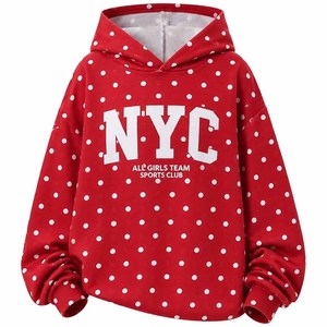 Sweat-shirt décontracté en coton à pois pour femme, imprimé NYC, coupe classique, pour l'automne, avec appliqué - Product Image 4