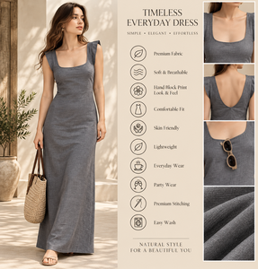Robe longue décontractée en coton gris anthracite tissé, respirante, pour l'été – Fournisseur Alibaba de premier plan – Vente en gros - Product Image 3