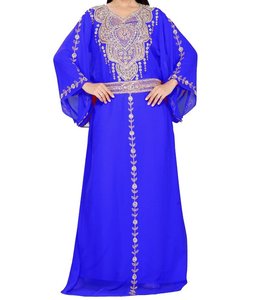 Robe de soirée rouge à col montant, manches longues, longueur cheville, ornée de perles, en polyester, pour femme, style décontracté, coupe régulière, couleur unie, pour mariage au Moyen-Orient - Product Image 2