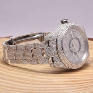 Montre analogique carrée VVS de diamant de laboratoire certifiée GIA personnalisée de luxe RB Gems pour hommes Phase de lune en acier inoxydable ETA Antique - Product Image 6