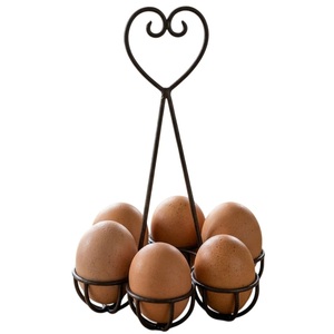Farmhouse Rustic Metal Wire <b>Egg</b> Holder Stand With Heart-Shaped Handle Vintage Iron Storage Basket For Fresh <b>Egg</b> Collection - Product Image 2