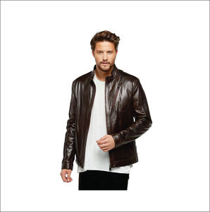 High Quality <b>Men's</b> Sheep Skin Leather <b>Jacket</b> for Winter Custom Logo Printing on Front <b>Thin</b> Stand <b>Man</b> <b>Jacket</b> - Product Image 5