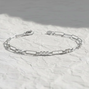 Paperclip Diamond Bracelet EF/VVS 0.27CTW Chain Bracelet Elegant Link Bracelet Lab Diamond Stacking Bracelet in 14K Solid Gold - Product Image 3