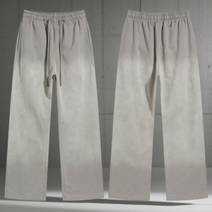 Pantalon de survêtement baggy coupe droite délavé personnalisé en coton French Terry, coupe évasée, avec logo personnalisé, pour homme, effet délavé - Product Image 3