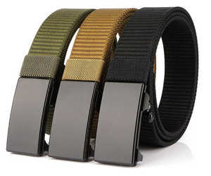 Cinturón Casual de Color Sólido con Hebilla de Cierre Automático, Rectangular, de Plástico, Moldeado en una Sola Pieza, Duradero, Negro, Verde Oliva, Marrón - Product Image 2