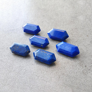 Lapis-lazuli naturel, taille facetée, forme hexagonale, pierre précieuse calibrée, pour bijoux - Product Image 2