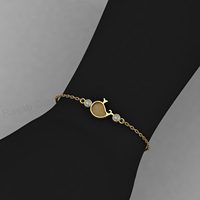 Bracelet chaîne en argent 925 de haute qualité et or 14 carats, minimaliste, en forme de dauphin, avec base de sertissage vierge pour zircone cubique, apprêts pour bijoux en résine