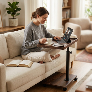 <span class=keywords><strong>Table</strong></span> de canapé moderne en forme de C, réglable en hauteur, pivotante à 360°, avec roulettes, pour petits espaces, chambre à coucher - Product Image 2