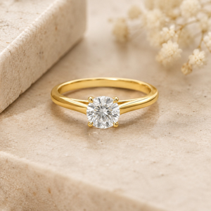 14K Yellow Gold <b>Cushion</b> Cut SI Clarity Solitaire Diamond Engagement Ring | Classic Elegant Wedding Jewelry <b>for</b> Women Gift Design - Product Image 3