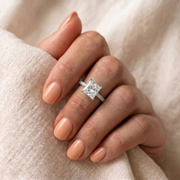 Bague de fiançailles en diamant de laboratoire de 2 carats, taille princesse, clarté VS1, couleur F, pour femme, or blanc 14 carats, certifiée IGI, bijoux en diamant