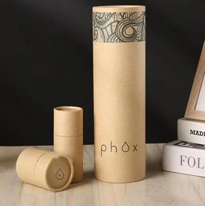 Caja cilíndrica de cartón con logotipo personalizado, embalaje biodegradable en tubo de papel, caja redonda ecológica de kraft para bufandas y pañuelos con expositor. - Product Image 2