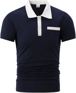 Camisas Polo Casuales para Hombre, Camisa de Golf Clásica de Manga Corta, Top de Algodón con Botones y Bolsillo - Product Image 1