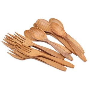 ชุดช้อนสลัดไม้ Grain Nest เป็นมิตรกับสิ่งแวดล้อม ปลอดภัยสำหรับเครื่องล้างจาน อุปกรณ์เสิร์ฟอาหาร ผิวสัมผัสธรรมชาติ อุปกรณ์ครัว ชุดช้อนเสิร์ฟ - Product Image 3