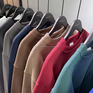 Jersey de cuello redondo de gran tamaño de alta calidad para hombre, sudadera con logotipo personalizado impreso 100% algodón, Sudadera con capucha de lana pesada, hombro caído - Product Image 3