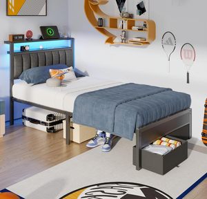 Cadre de lit en métal noir sur mesure pour lit double avec éclairage LED RGB, mobilier de chambre moderne haut de gamme, fabrication OEM/ODM au Vietnam - Product Image 3