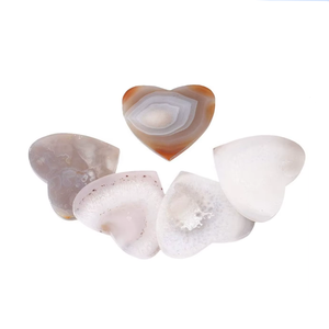 Vente flash : Sous-verre en agate naturelle de haute qualité, en forme de cœur, en pierre de cristal, pour table, boissons, avec support à café, pour la maison - Product Image 1
