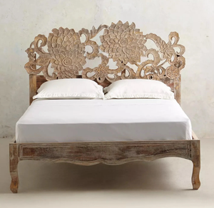 Contemporary Style Luxury Solid Mango Wood <b>Double</b> <b>Bed</b> <b>Storage</b> King/Queen Size Bedroom Furniture Eco-Friendly Design for Home - Product Image 1