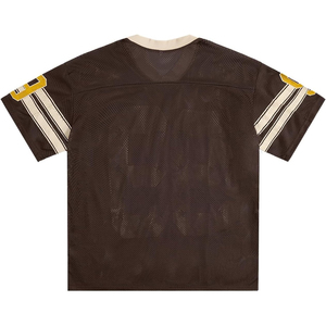 Custom Printed Mesh Football Jersey V Neck Short Sleeve Green Gold 99 Number Breathable Moisture-Wicking Summer <b>Athletic</b> Shirt - Product Image 4