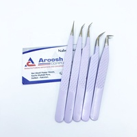 Pince à épiler professionnelle de haute qualité en acier inoxydable durable avec grip diamanté noir, logo personnalisé, pour extensions de cils, type J 45/90