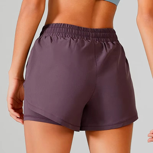 Shorts Deportivos de Color Sólido para Mujer, con Cordón Ajustable, Cintura Elástica, Secado Rápido, Tejido de Punto, Corte Regular, Cintura Media, con Bolsillos - Product Image 6
