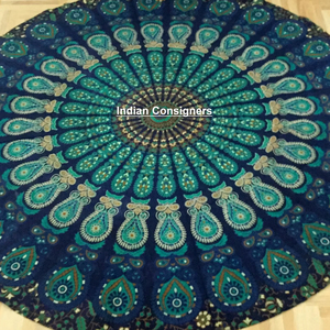 Mandala Flower Print Cotton Roundie <b>Round</b> <b>Table</b> <b>Cloth</b> Wall Hanging for Home Decor Wonderful By Indian Consigners - Product Image 4