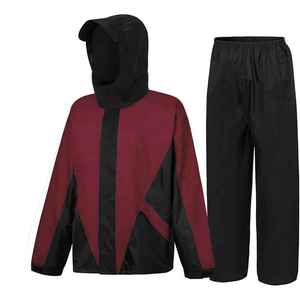 Traje impermeable para adultos, rojo y negro, conjunto de chaqueta y pantalones para senderismo, ropa para exteriores, impermeable universal para acampar - Product Image 1