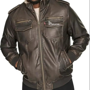 เสื้อแจ็คเก็ตหนังแท้คุณภาพสูง RELEVO INDUSTRY  แบบเย็บลาย  รักษ์โลก  ออกแบบตามสั่ง OEM สำหรับผู้ชาย ฤดูหนาว สินค้าขายส่งจากสหรัฐอเมริกา - Product Image 1