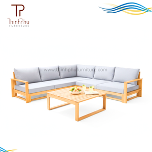 EDEN Ensemble de canapés de jardin contemporains en bois d'acacia, 6 pièces, écologiques, avec coussins imperméables, pliables, pour hôtels et villas - Product Image 1