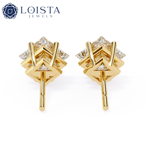 Pendientes de Diamante Cultivado en Laboratorio con Corte Princesa, Pendientes en Oferta - Product Image 3