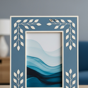 Cadre photo décoratif en os bleu incrusté, design artisanal fait main - Product Image 5