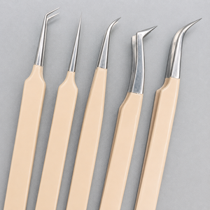 Pince à épiler personnalisée en acier inoxydable, lot de 5 outils à pointe inclinée pour volume, durable et écologique - Product Image 6