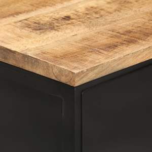 Buffet noir avec placage en bois de manguier naturel, meuble moderne pour la maison - Product Image 4