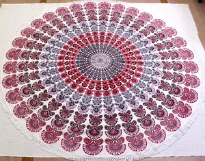 Paréo de plage imprimé rond, fabricant de serviettes de plage, face avant en coton, face arrière en serviette, 2-en-1 - Product Image 1