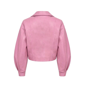 Veste rose personnalisée 2026 pour femme en similicuir, avec logo grec brodé et lettres, pour les acheteurs en gros de vestes - Product Image 3