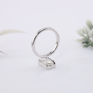 White Gold Emerald Cut Lab Grown Diamond Solitaire Engagement <b>Ring</b> Minimalist <b>Plain</b> Band Fine Jewelry Gift For Women - Product Image 3