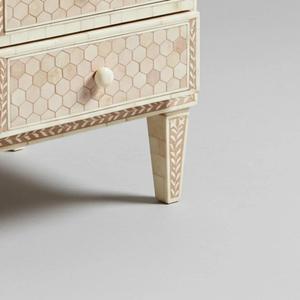 Mesa de Cajones con Incrustaciones de Hueso de ILAHI, Diseño Moderno con Detalles de Ágata, Almacenamiento de Tres Niveles, Mueble Portátil para el Hogar - Product Image 3